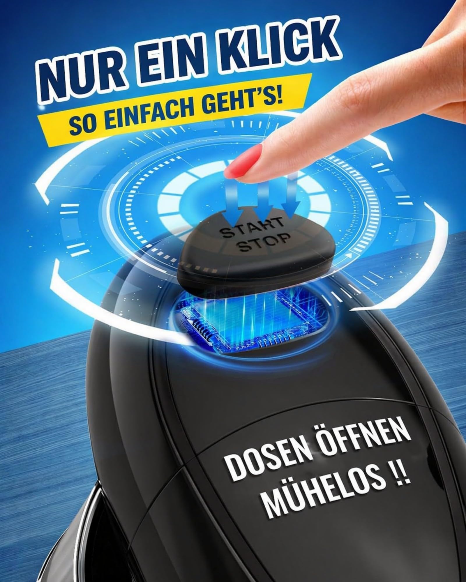 Apriscatole elettrico, One Touch automatico, senza fili, bordo liscio sicuro, per anziani mani deboli, apre tutte le dimensioni