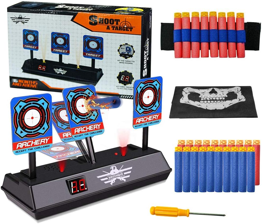 ofun nerf target electronic digital target for nerf guns fortnite auto reset scoring target for nerf elite mega rival series shooting targets toys gifts for boys girls amazon co uk toys games