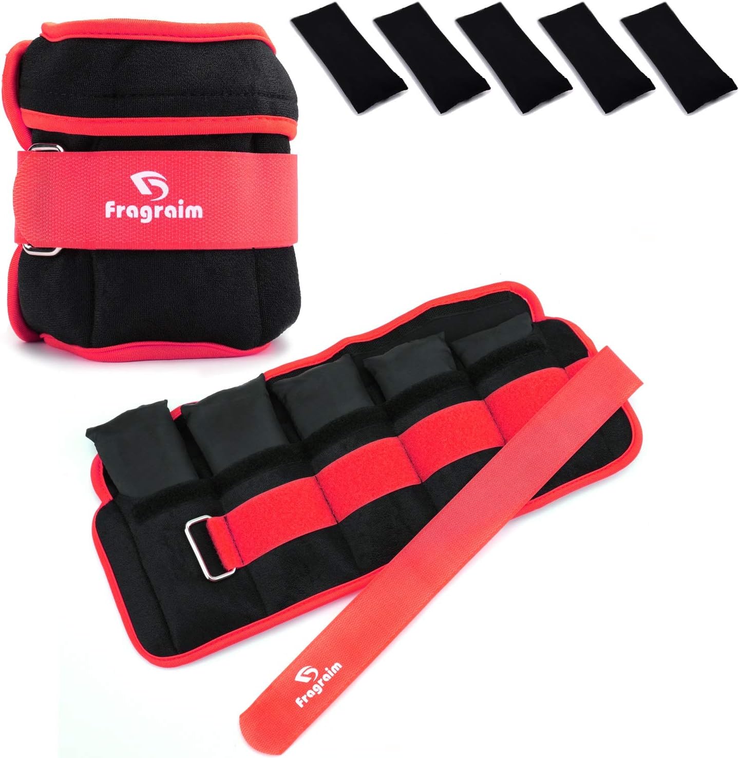 Fragraim Adjustable Ankle Weights 1-3/4/5/6/8/10/12/15/20 LBS Pair with Removable Weight for Jogging