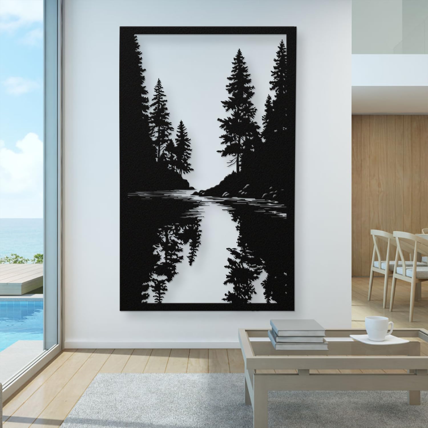 Décoration murale en métal pin silhouette haut de gamme au design artistique noir