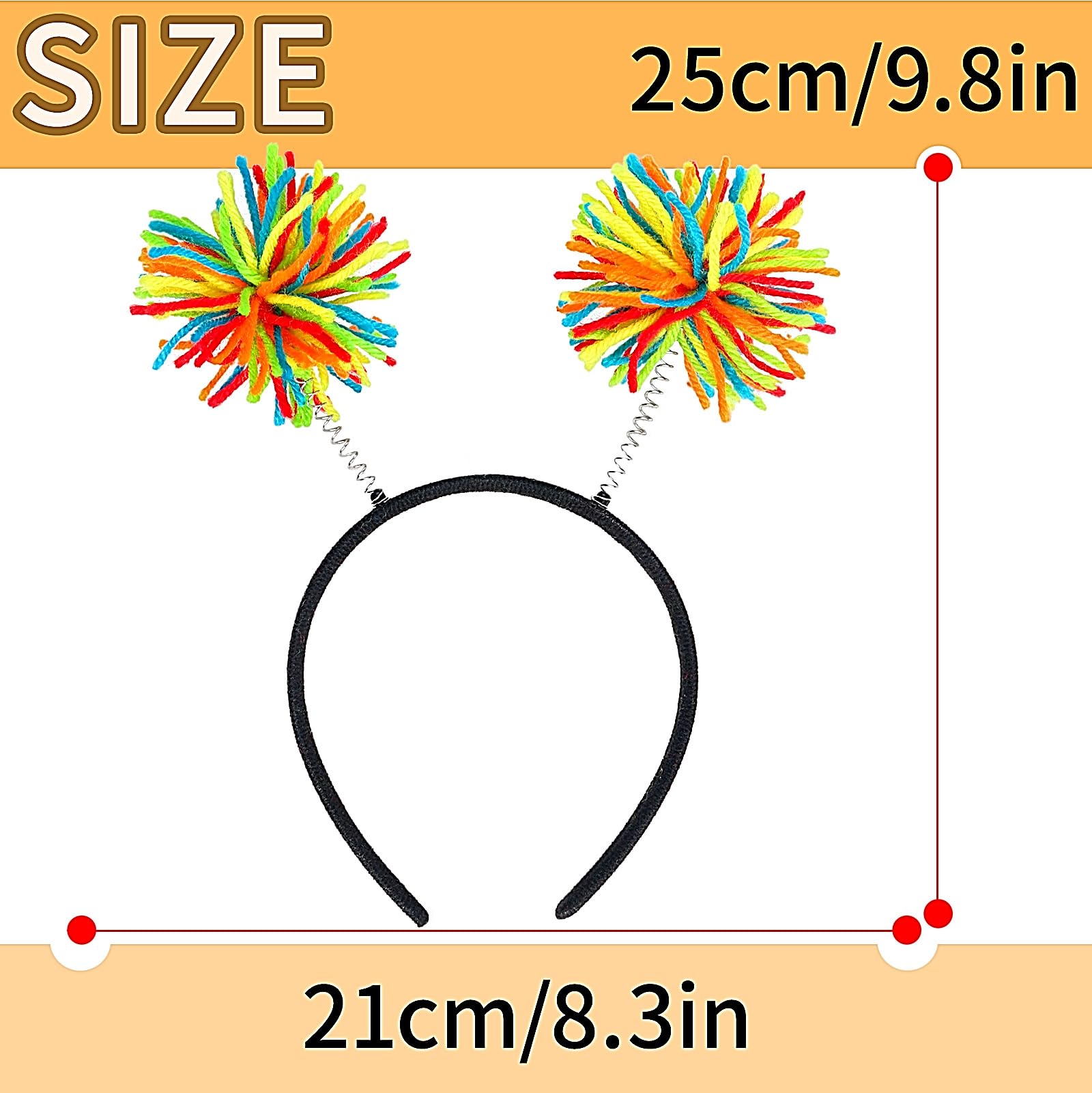 Rainbow Pom Pom Headbands 24 Pack Kids Adult Costume Accessories Handmade Unicorn Pom Pom Headband main image 2