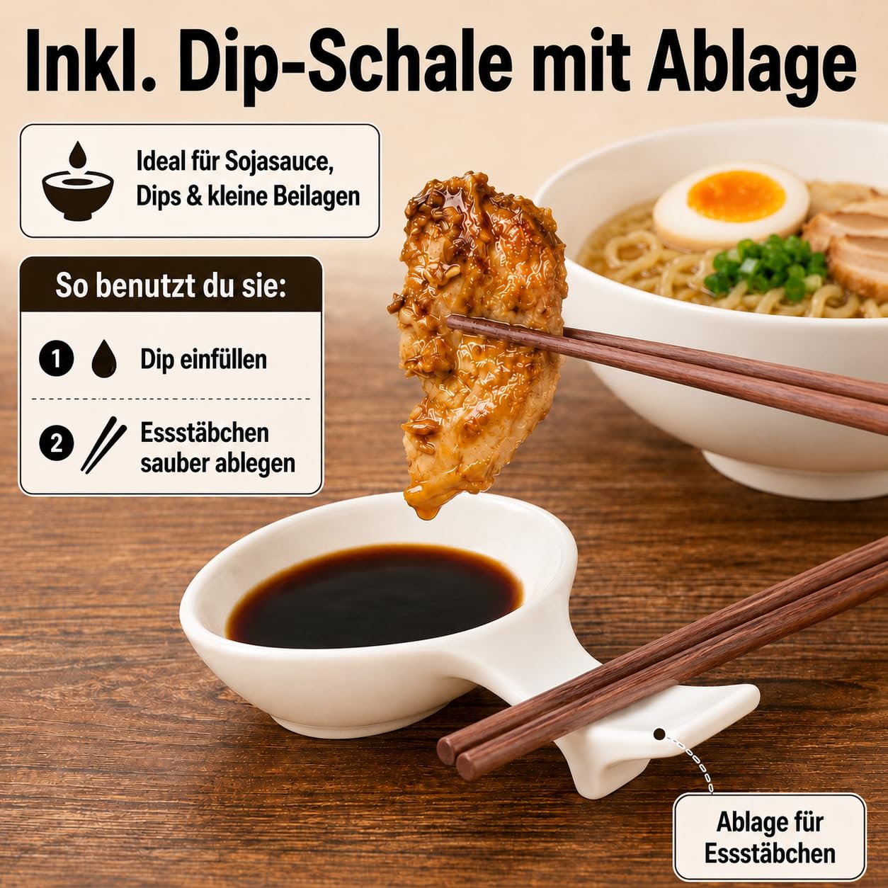 Urban Lifestyle Set Cuencos Ramen para 2 Personas Ø 17,5 cm 1200 ml, New Bone China Blanca, Cuencos para Ramen con Cucharas, Palillos Japoneses y Cuencos Pequeños, Cuencos Sopa
