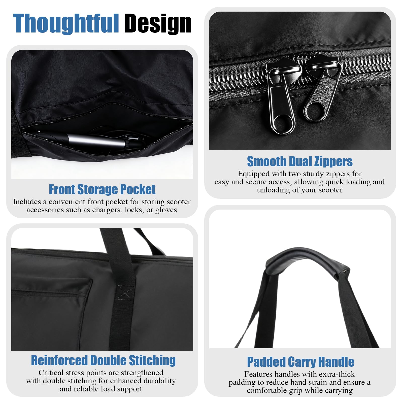 Elektroroller Tasche, Heavy Duty Elektroroller Aufbewahrungstaschen mit gepolstertem Tragegurt, Scooter Tragetasche für Transport und Aufbewahrung, Faltbares E-Scooter Zubehör
