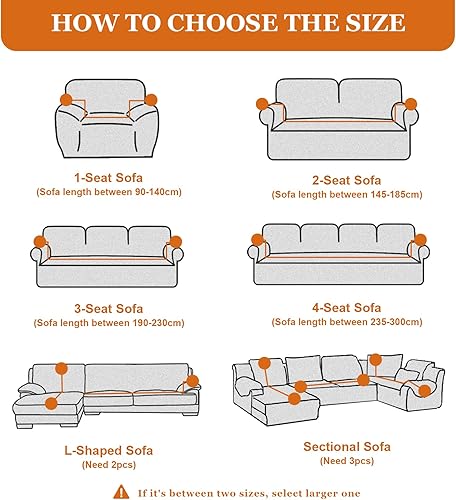 Miniatura 2 de FIGOOO Funda elástica para sofá de 3 plazas, de 1 pieza, con estampado, de elastano, con 2 fundas de almohada, funda elástica universal para sofá,