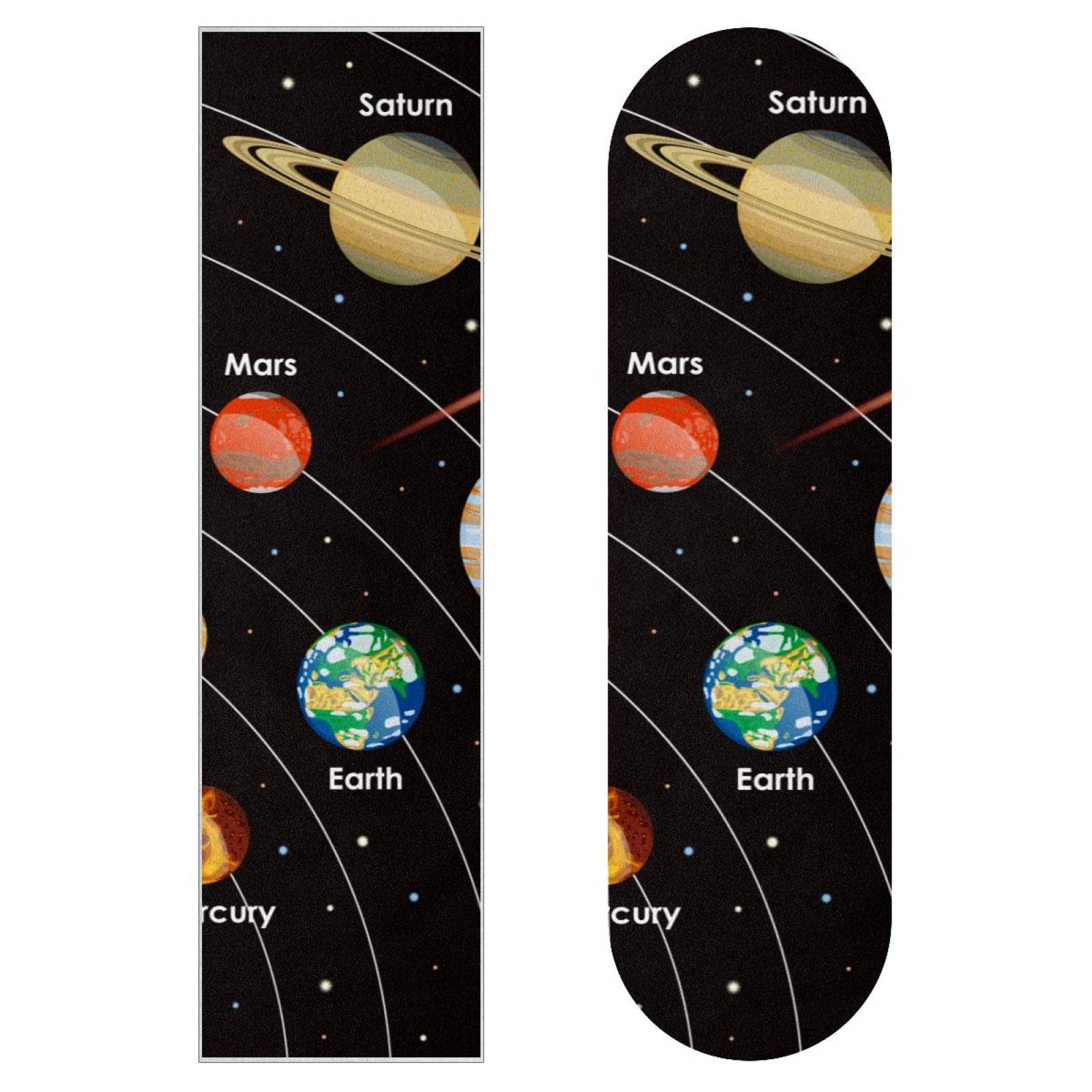 Outer Space Planeten Sternenhimmel, 2 Stück Skateboard-Griptape Bogen Schleifpapier Longboard Aufkleber Roller Deck Sandpapier