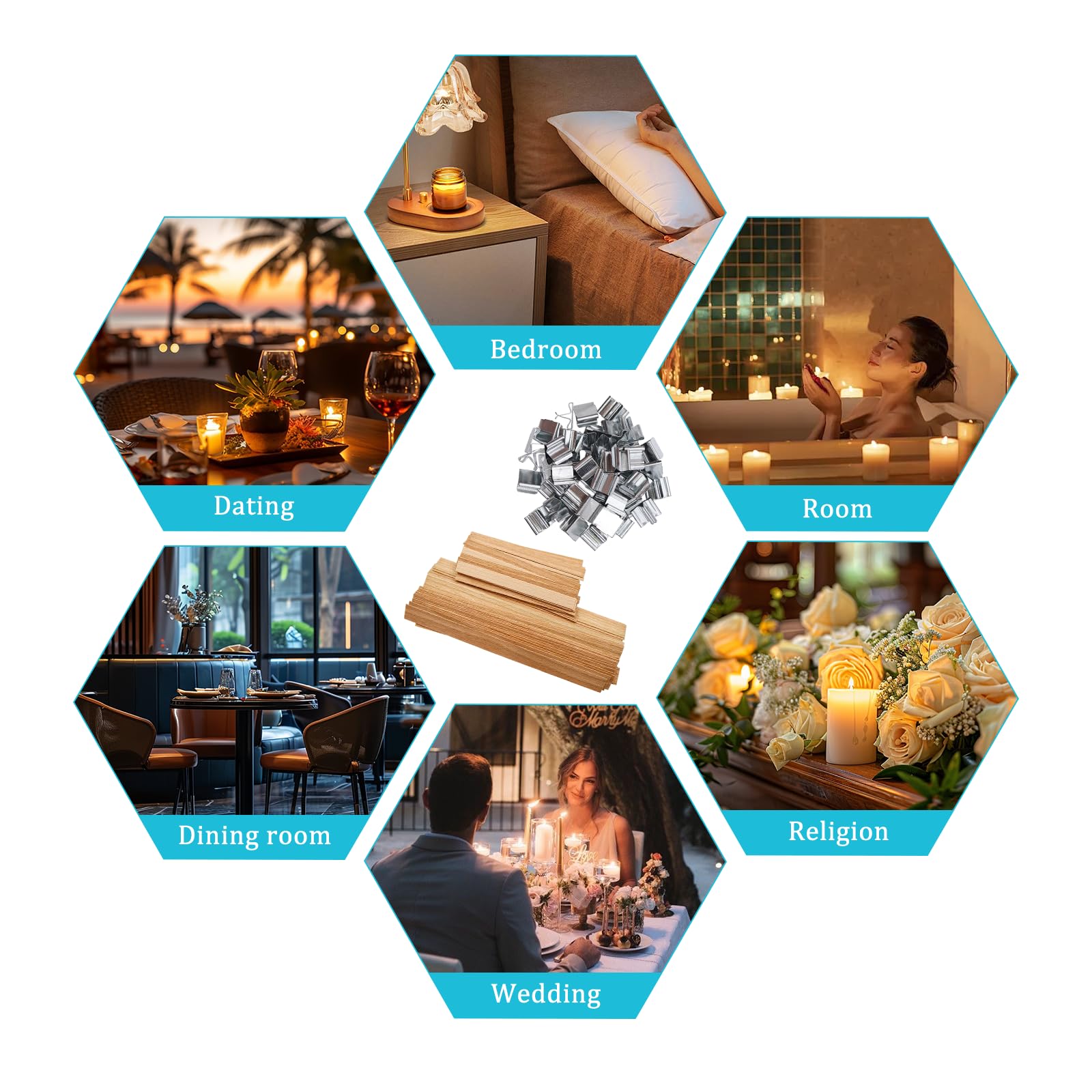 100 Stoppini Per Candele In Legno + 50 Basi - Naturali Ed Ecologici Per Candele Fai Da Te | Tagliabili - Foto 8