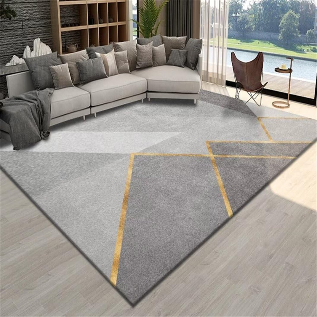 Tapis à poils courts gris idéal pour salon et couloir moderne