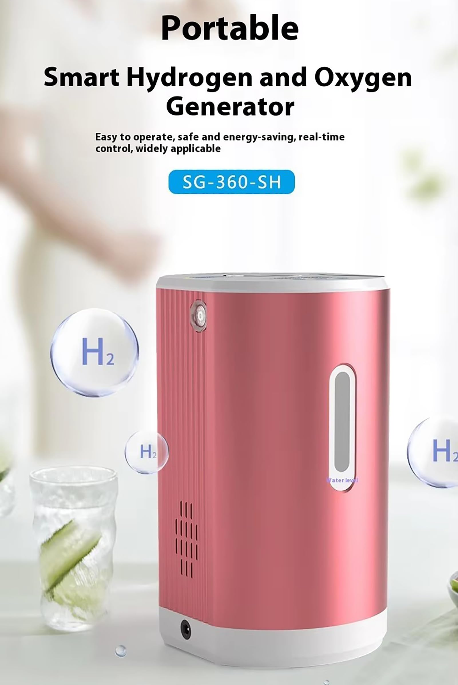 Dwukanałowy inhalator wodoru, przenośny generator wodoru z technologią PEM, wysoka czystość 99,99%, niski poziom hałasu, idealny do domu, samochodu i podróży 450ml/min