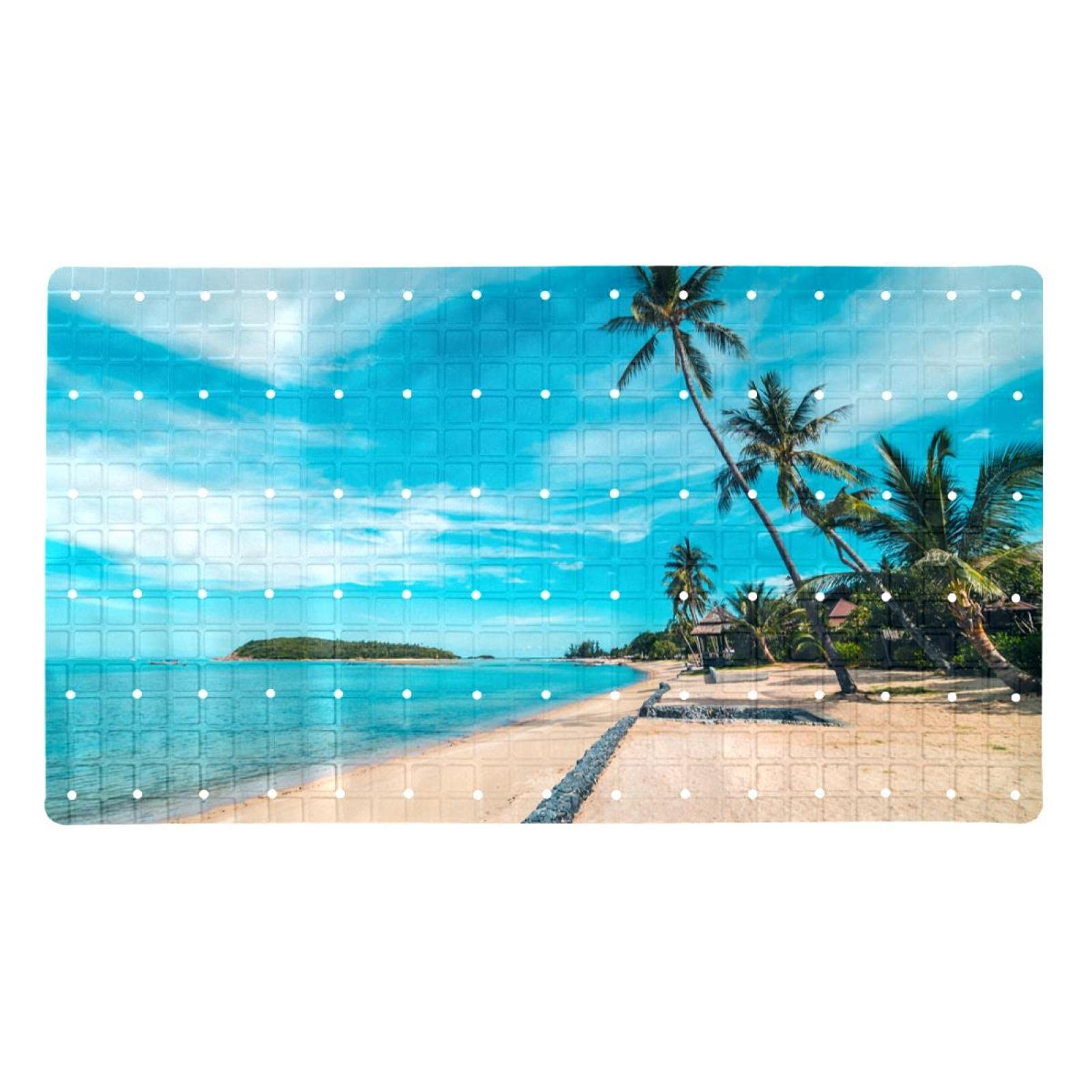 Tapis de bain antidérapant Sea Beach pour enfants et personnes âgées avec ventouses de sécurité