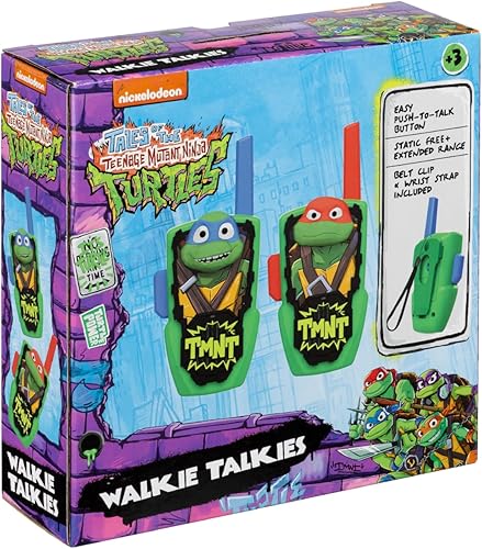 Miniatura 9 de eKids Walkie Talkies de juguete de tortugas ninja mutantes adolescentes para niños, juguetes libres de estática, para interiores y exteriores,