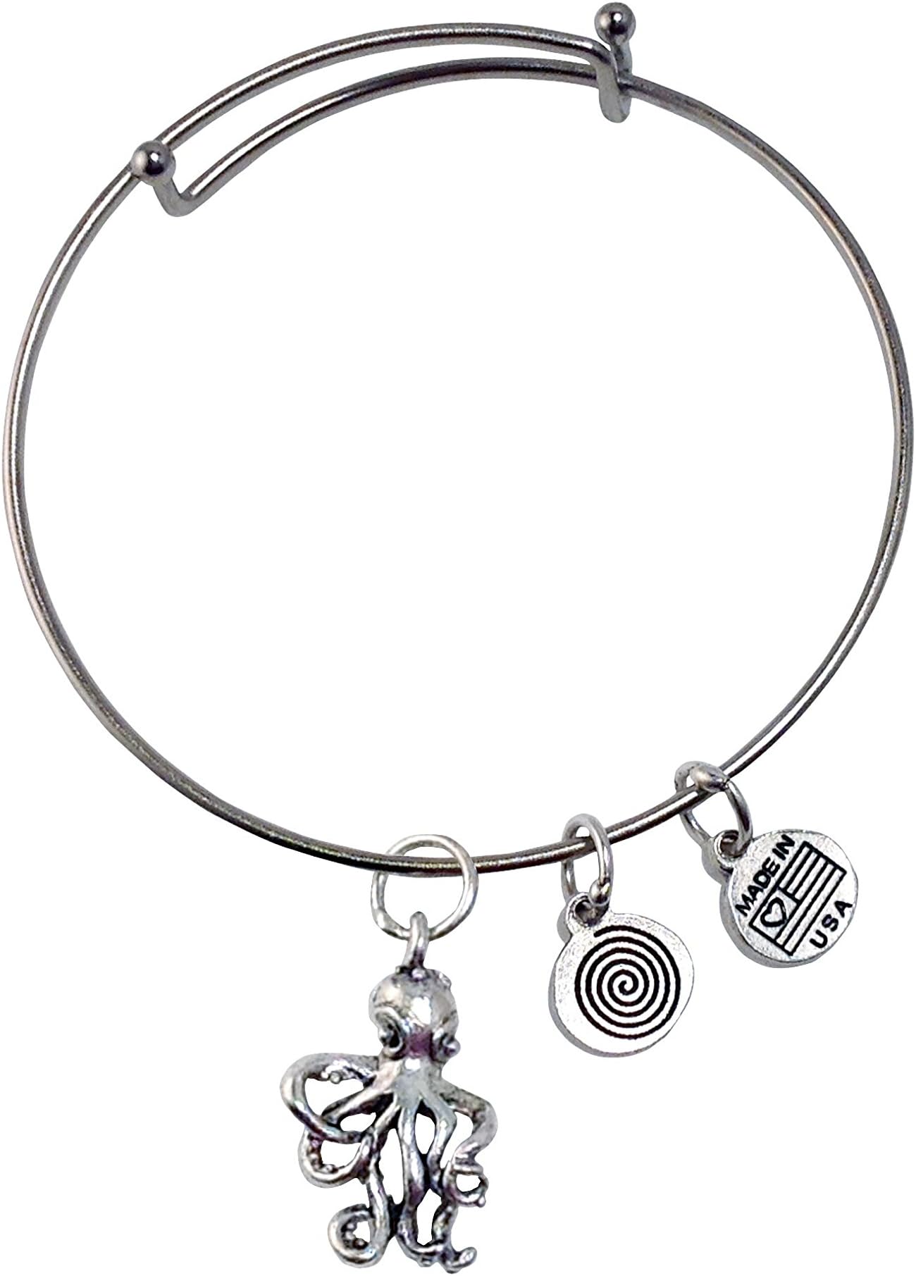 Octopus Silver Bangle Bracelet