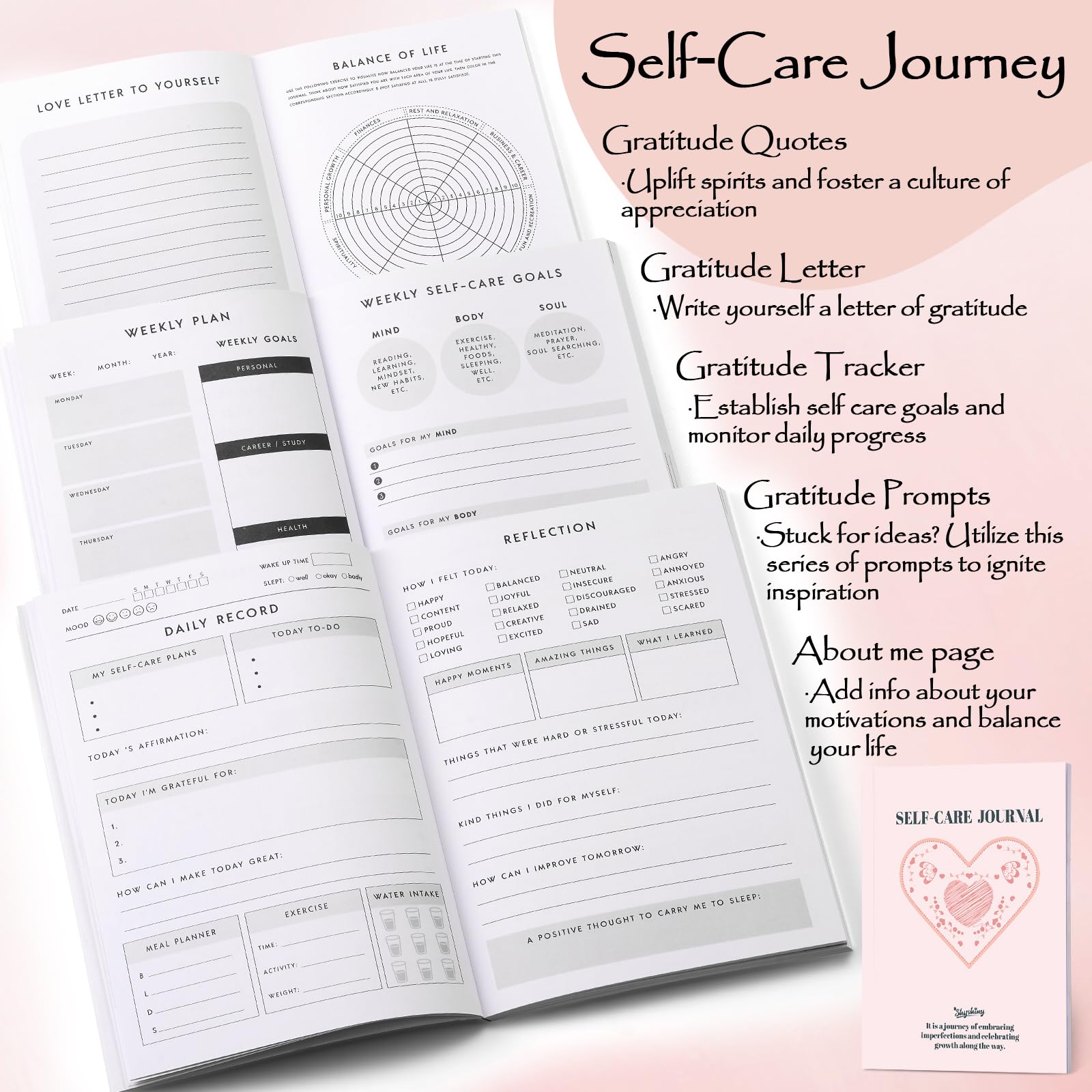 SHYSHINY Self Love Witchcraft Supplies, Self-Love Wiccan Supplies and Tools with Self-Care Journal Workbook, Witchy Gifts for Women, Witch Kit for Beginners