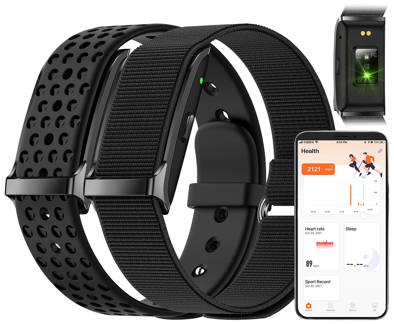 Newgen Medicals Smart Band: Smartes Fitnesstracker-Armband mit App, 150 mAh, bis 20 Tage, IP68 (Fitnesstracker ohne Display, Schrittzähler Armband unauffällig, Gadget)
