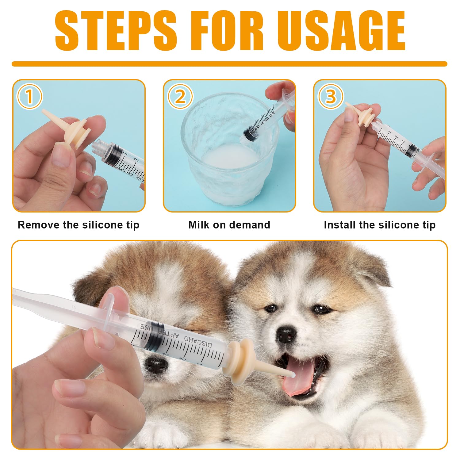 Kit Allattamento Animali Domestici - 6 Capezzoli In Silicone E Siringhe Per Cuccioli, Gattini E Piccoli Animali - Foto 3