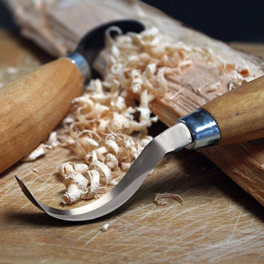 Cuchillo de Gancho para Tallar Madera, Cuchara de Madera Tallada para adultos, Silencioso Hueco con Mango Ergonómico y Diseño Curvado para cucharas, cuencos, manualidades