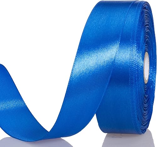 Cinta de satén sólido azul real de 1 pulgada, cinta de tela artesanal de 50 yardas para envolver regalos, ramos florales, decoración de fiesta de