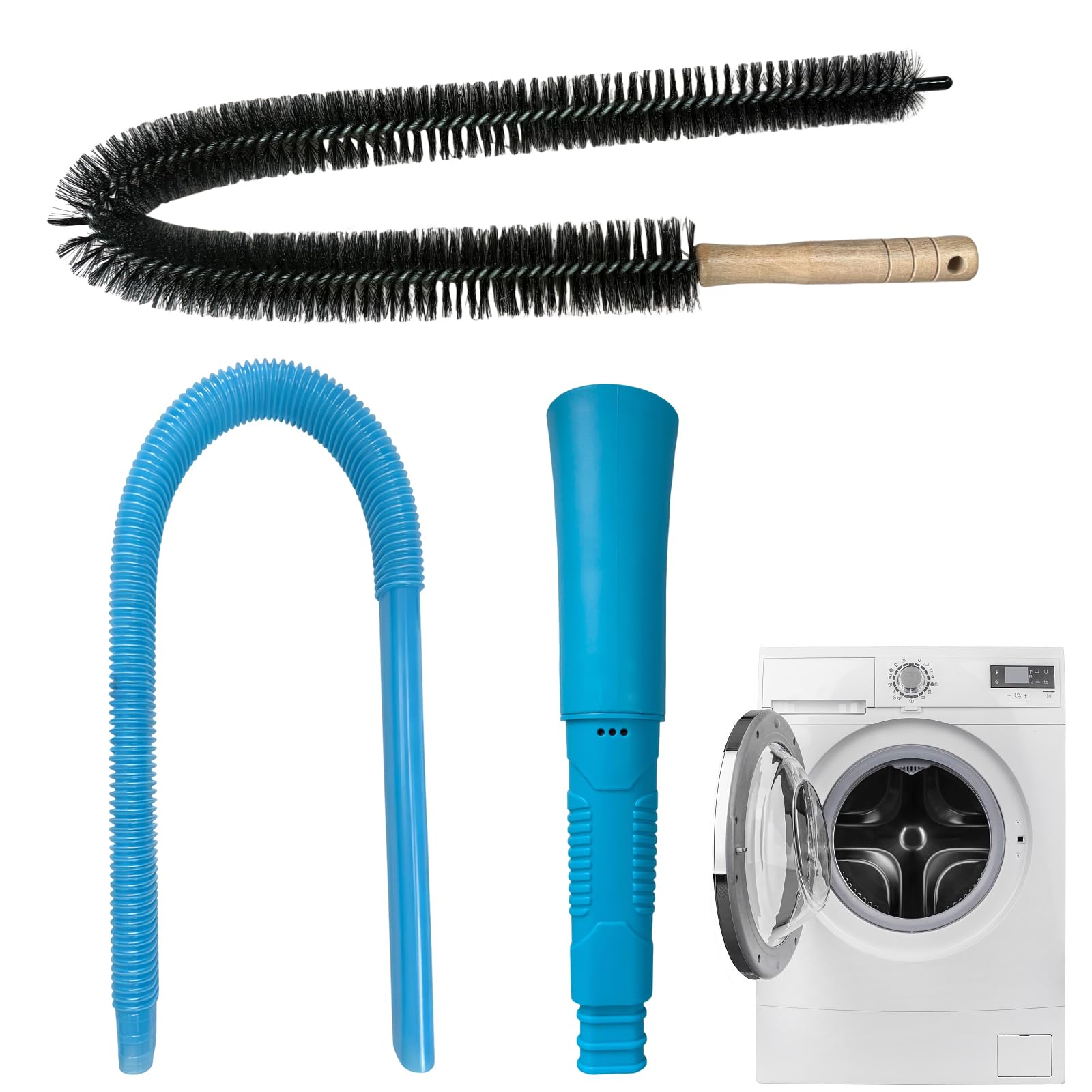 SCDZY 2 Pack Universal Dryer Vent Cleaner Kit, Tumble Dryer Cleaning Hose, with Lint Vacuum Attachment & Lint Remover Brush Dryers Vent Hose Replacement Parts Compatible with Most Vacuum Cleaner