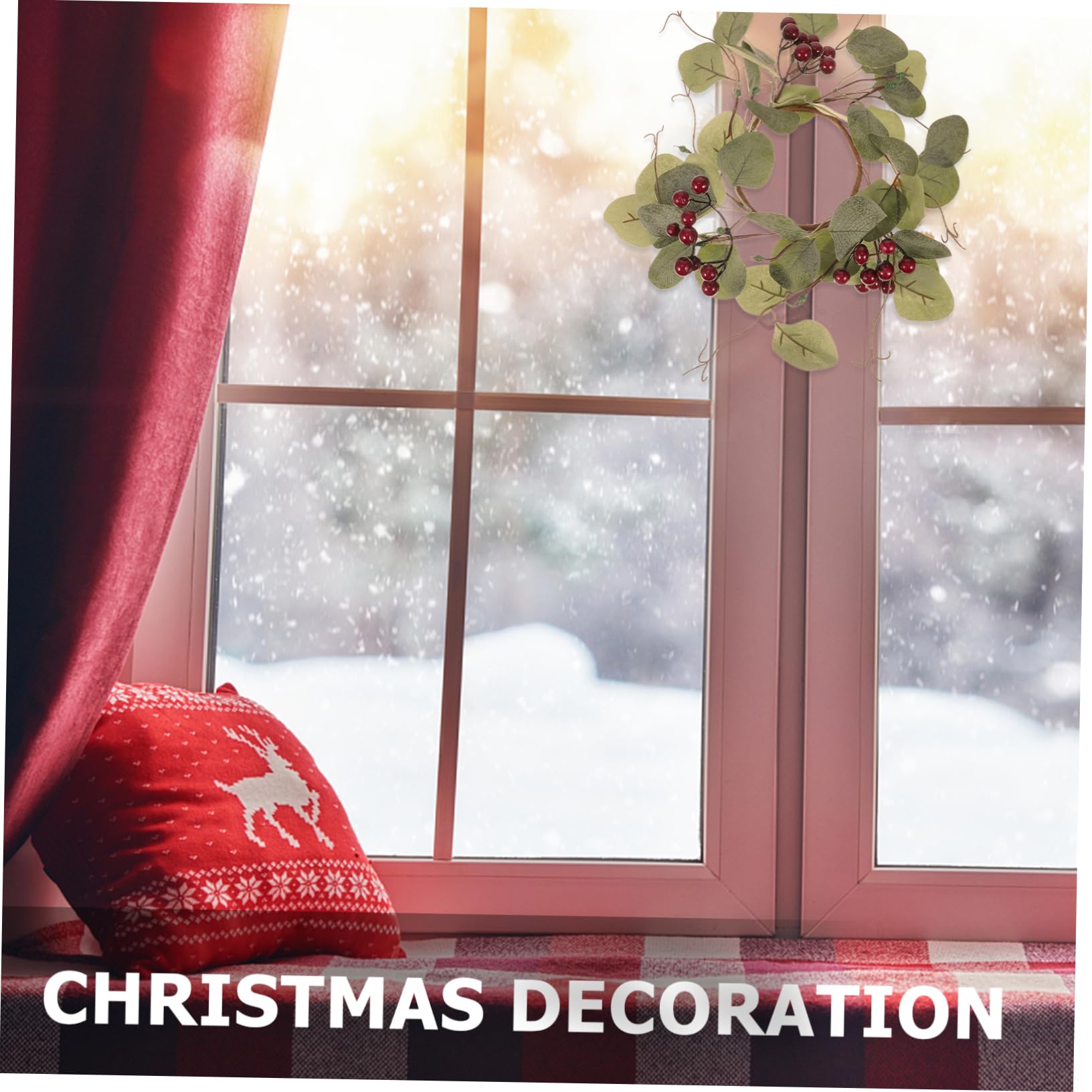 ABOOFAN 4 Coronas De Eucalipto Artificiales para Navidad Decoración Festiva para Fiestas.