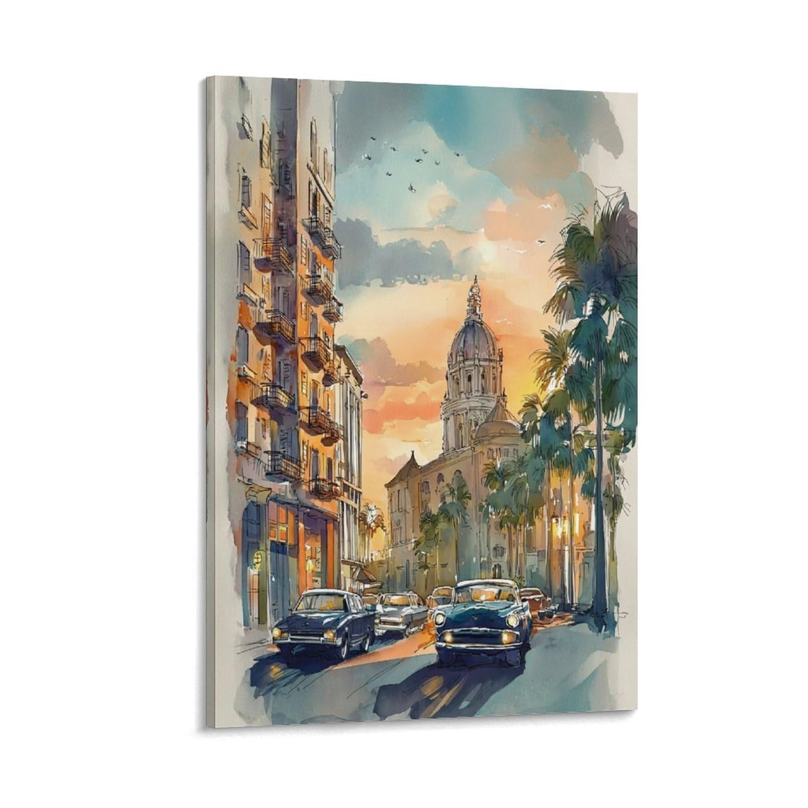 Phoenix City 24x36inch(60x90cm) Vintage Travel Poster Watercolor Canvas Art