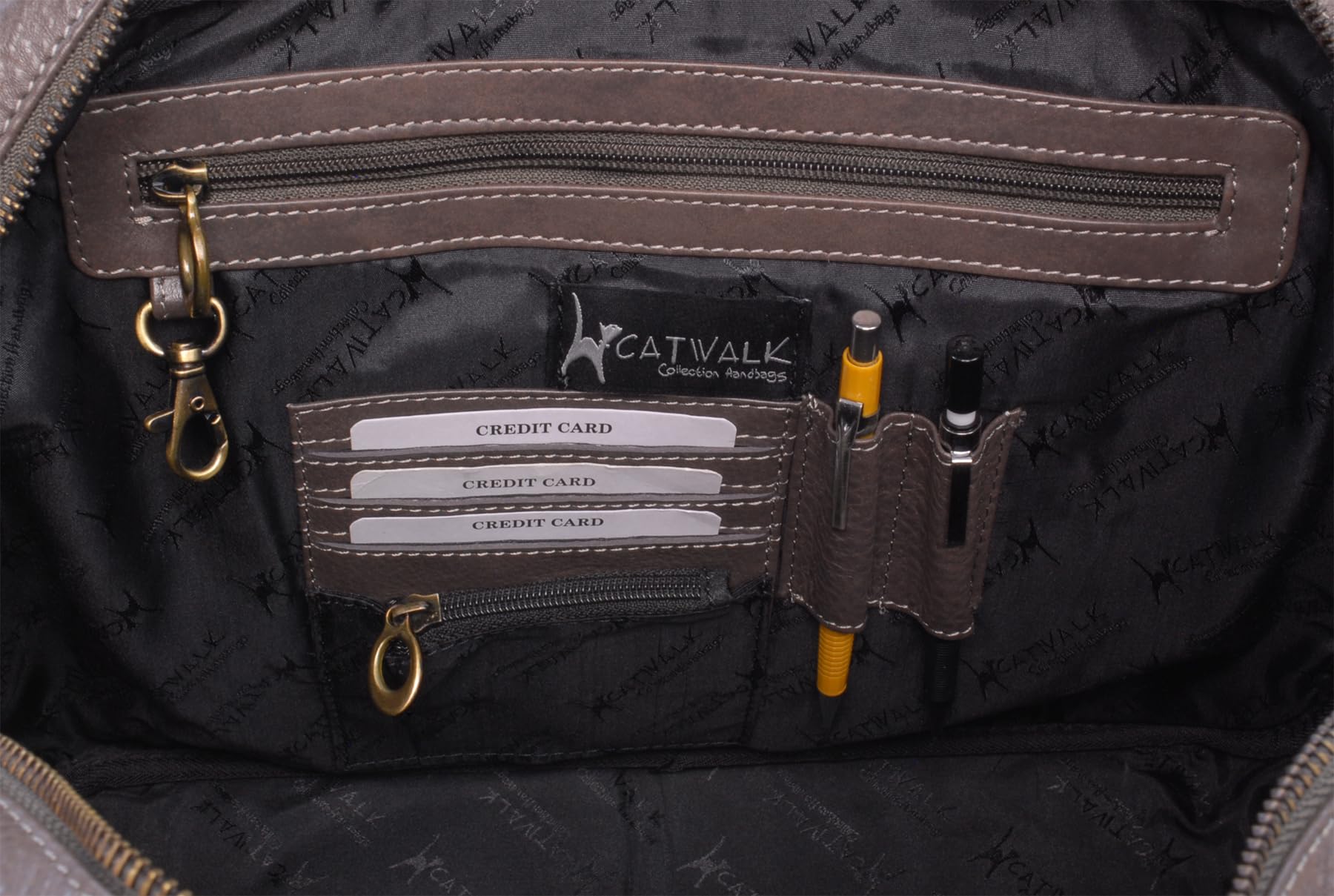 Catwalk Collection Handbags - Bolso de Hombro de Piel con Correa Bandolera - Bolso Tote Grande para Trabajo - Maletín A4 - Sienna