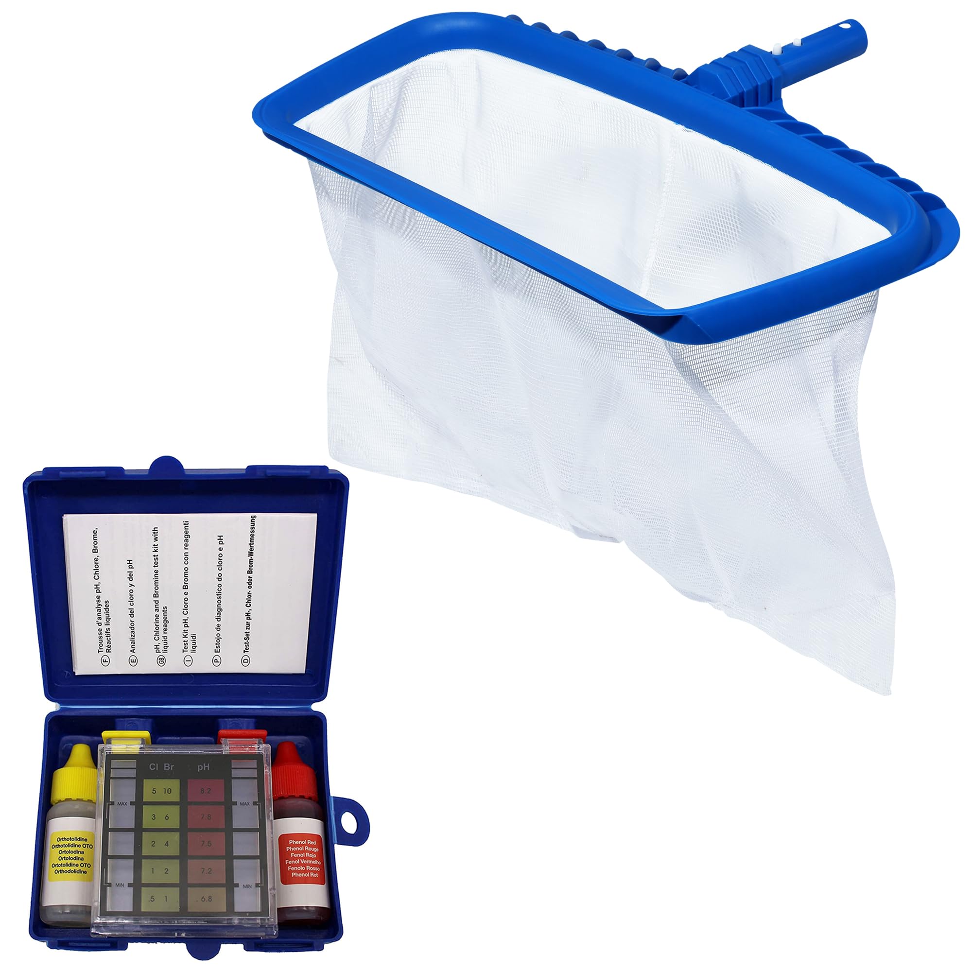 POOLTOOL Swimming Pool Leaf Rake Net Skimmer Clean Swimming Pool Tool Deep Leaf Net (White) & Swimming Pool PH & Chlorine Test Kit Water Quality, Hydroponics Aquarium Tester Refile bottle-image-9