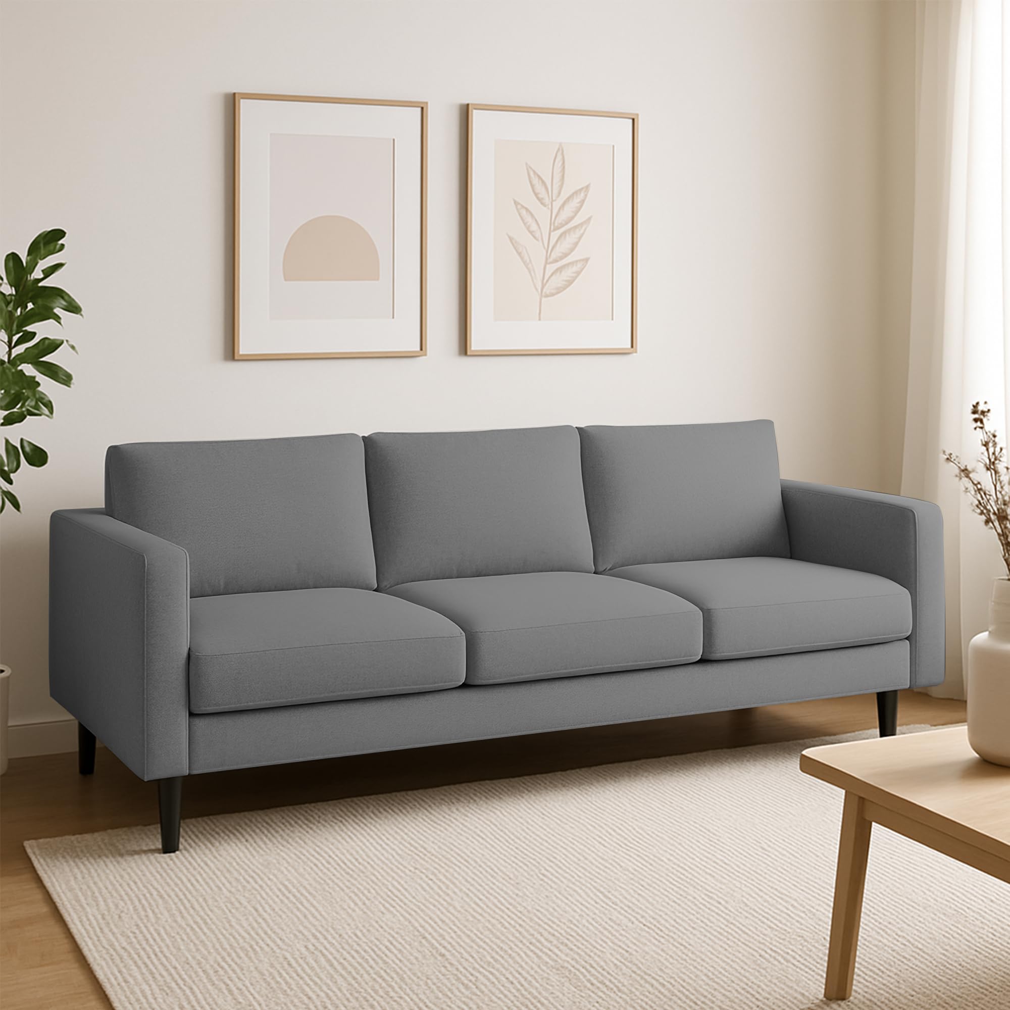 GRAPEWOOD Martin 3 Seater Sofa Set for Living Room (Dark Grey Colour) Premium Fabric Sofa Set-image-48