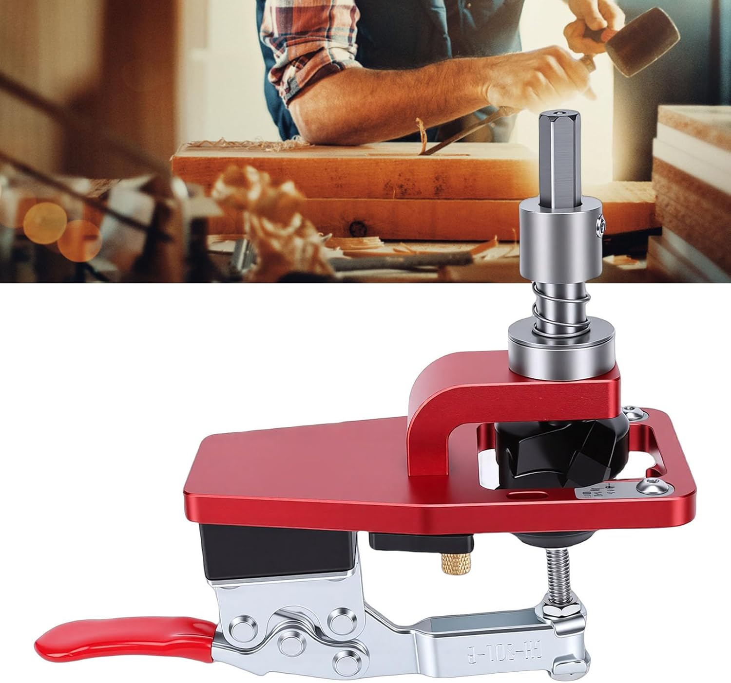 Garosa 35mm Hinge Jig, Aluminum Alloy Cabinet Door Hinge Drilling Tool with Adjustable Press Plate for Precise 5mm Edges to Hole Spacing