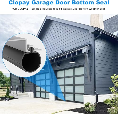 Miniatura 4 de Sellos de puerta de garaje resistentes a la intemperie para puerta de garaje Clopay sello inferior de goma, repuesto Clopay puertas de 16 pies de
