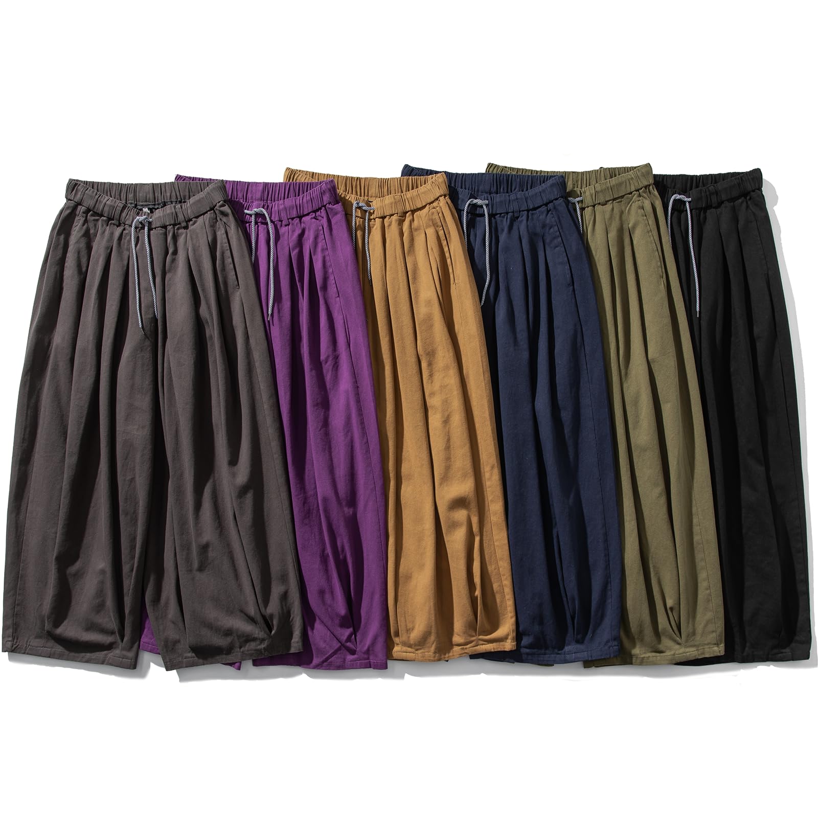 GURUNVANI Pantaloni harem da uomo a gamba larga giapponesi pantaloni larghi casual elastico in vita pantaloni