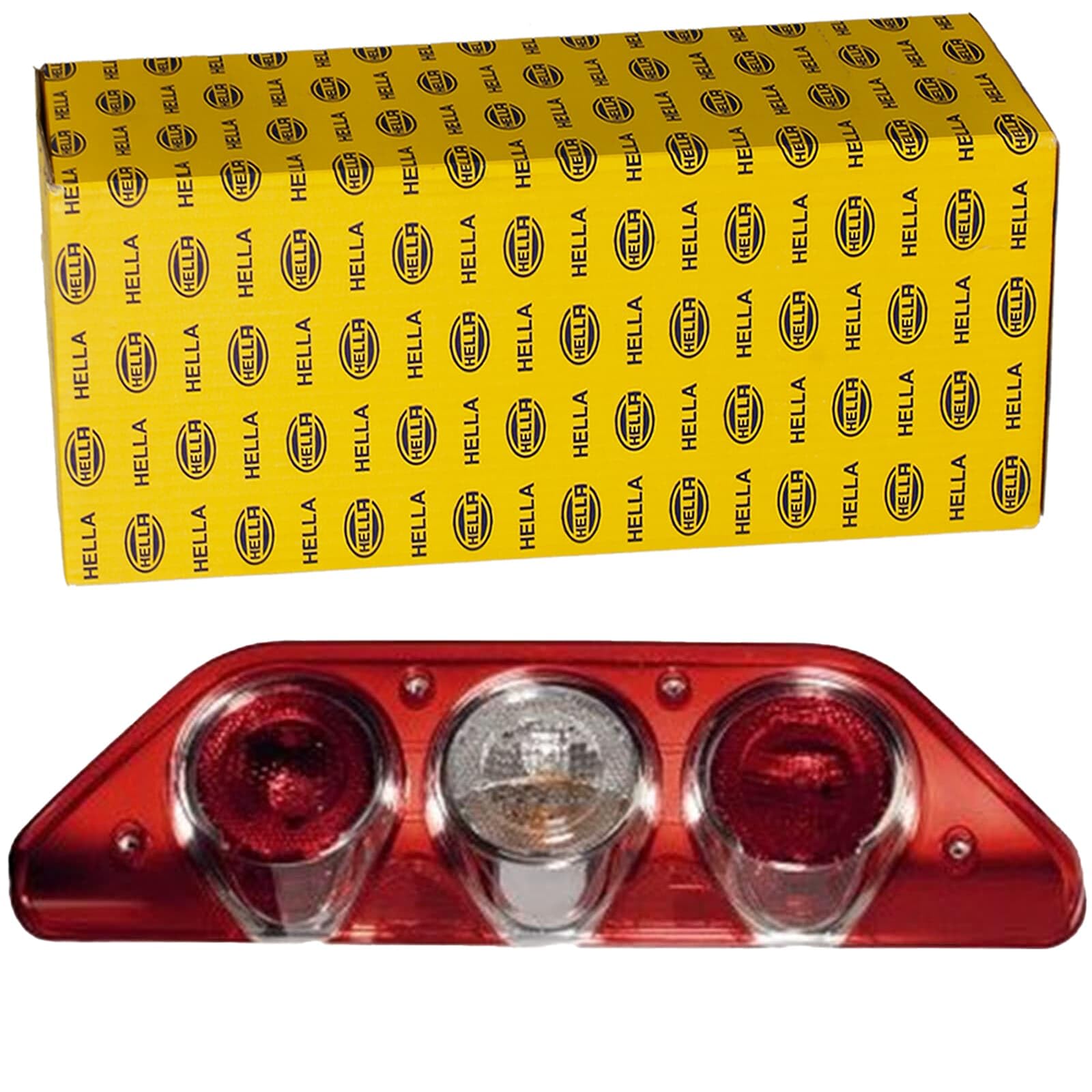 HELLA Rückleuchte - Caraluna Modular - Glühlampe - 12V - Anbau/geschraubt - ECE - Lichtscheibenfarbe: rot/glasklar - Stecker: Flachstecker - rechts - Menge: 1 - 2VP 343 520-021 | 2VP 343 520-021, Heckleuchte