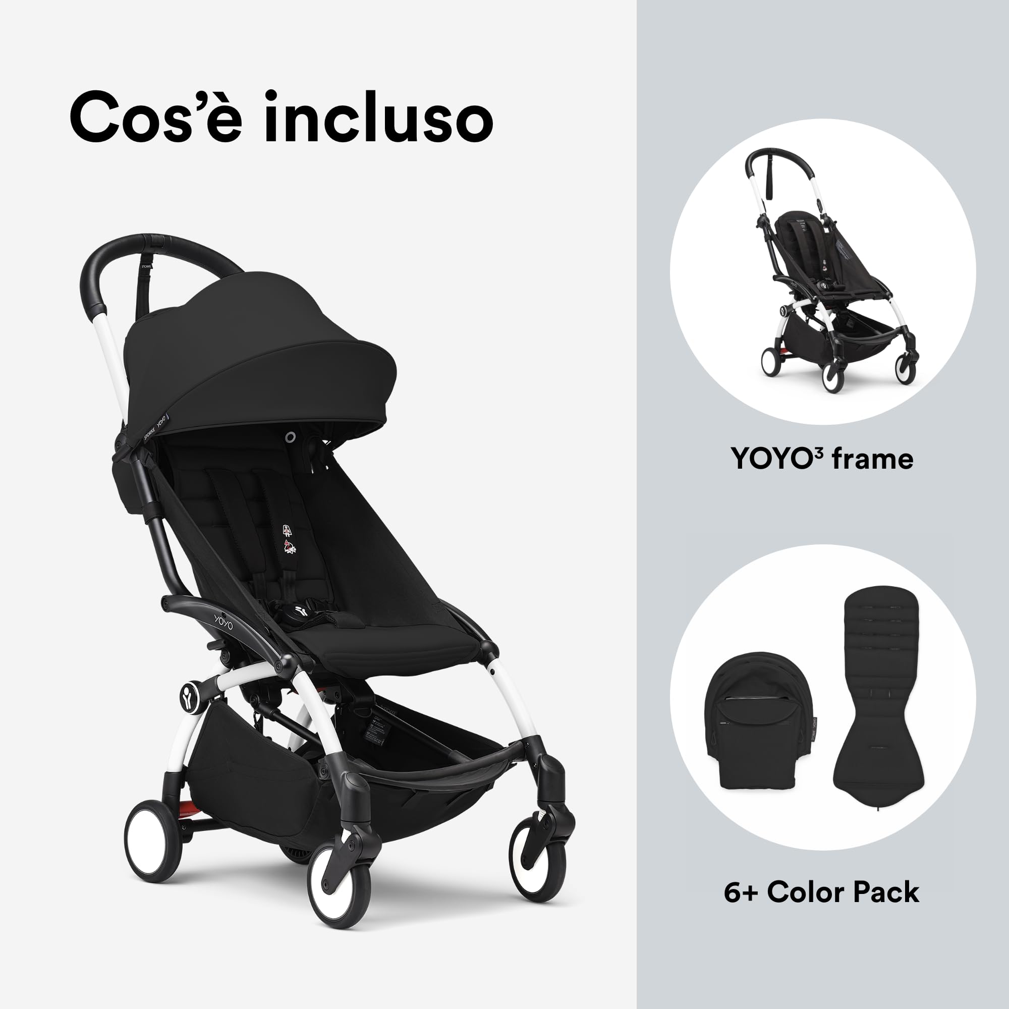 Stokke YOYO White Frame with YOYO 6+ Color Pack (Black)