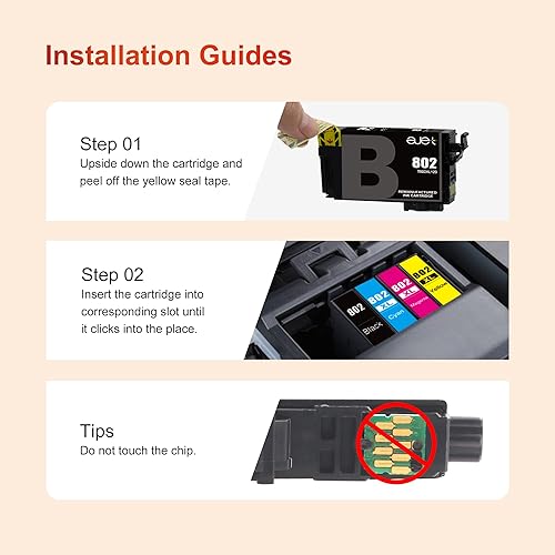 Miniatura 5 de ejet Cartuchos de tinta remanufacturados 802XL de repuesto para Epson 802 T802 802XL cartuchos de tinta Paquete combinado para Epson WF-4740 WF-4730
