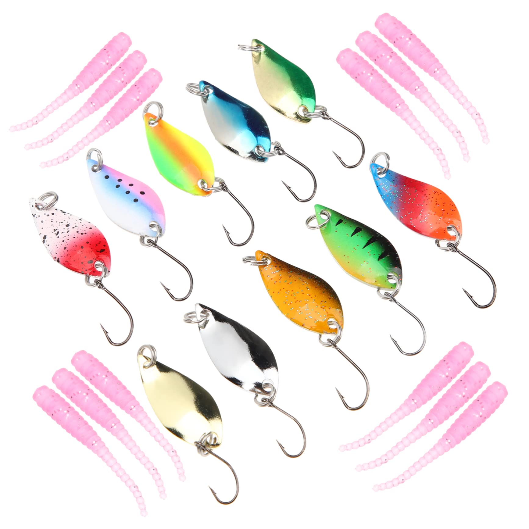 ibasenice Künstliche Angelköder mit Glitzer Blinker Softbaits Wiederverwendbare Angelutensilien für Verschiedene Gewässer und Angelbedingungen