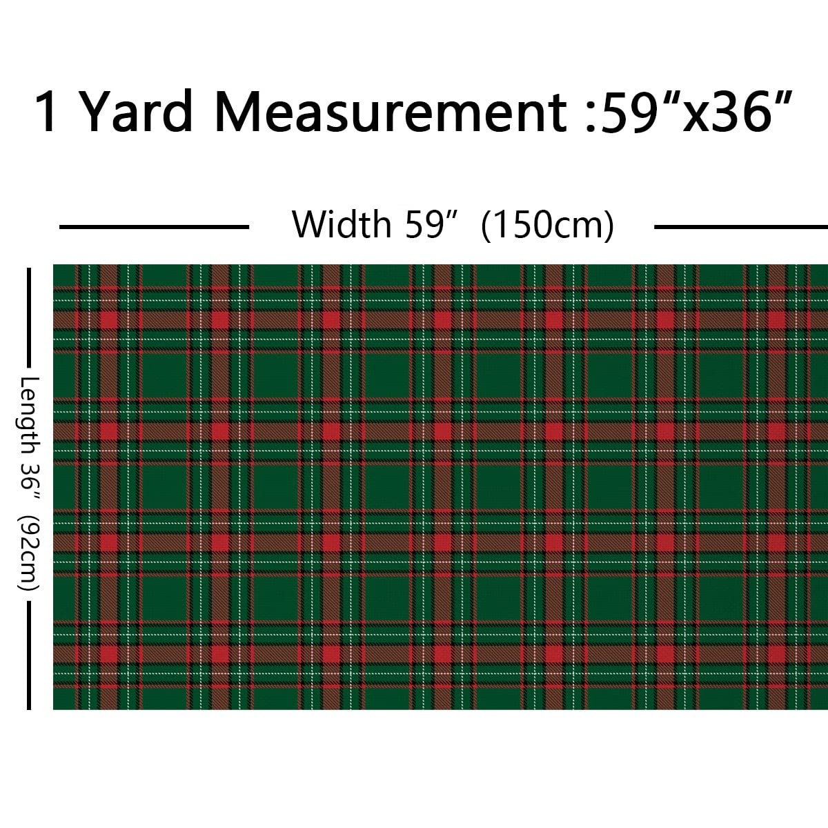 Tartan Plaid Upholstery Fabric for Chairs,Buffalo Check Geometric Outdoor Fabric by The Yard,New Year Christmas Fabric for Upholstery and DIY Projects,1 Yard,(L92*W150cm) Green Red - Image 2
