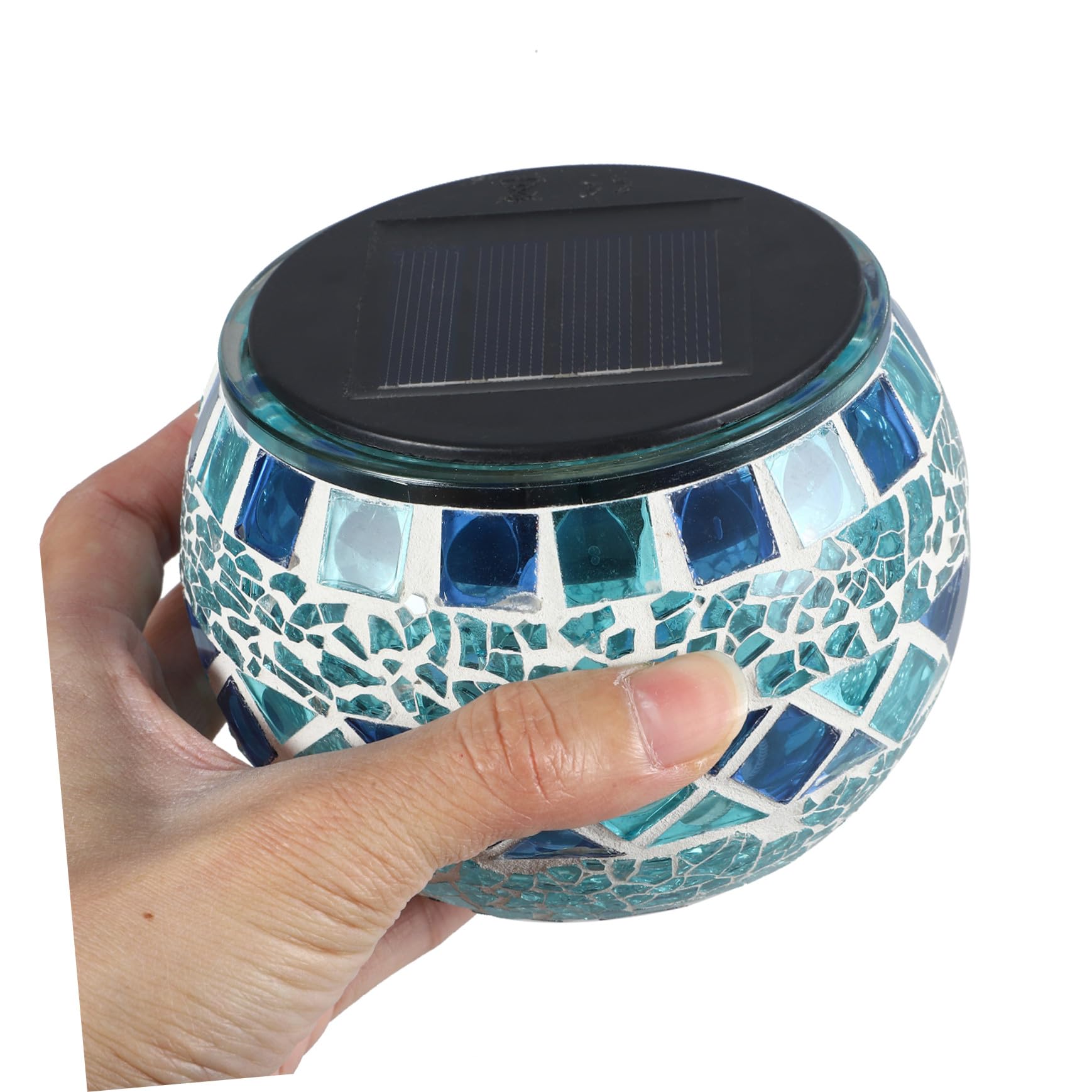 Luce Solare LED Decorativa per Esterni Giardino e Cortile Lampada da Prato Solare a Batteria Effetto Artistico in Vetro Blu