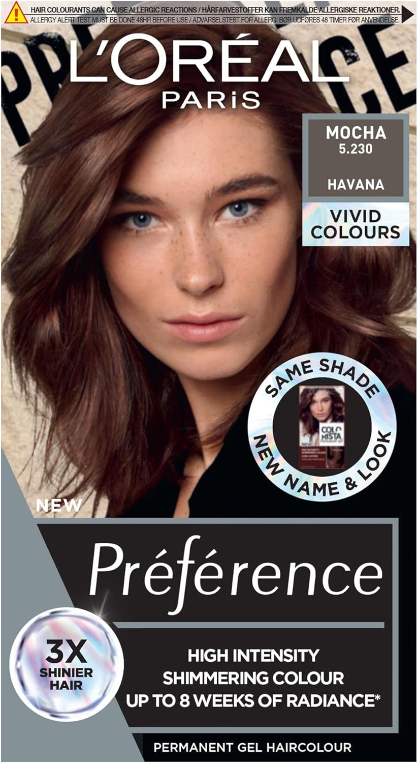 L’Oréal Paris Permanent Hair Colour, Long-Lasting Shine and Intense Colour, For up to 8 Weeks, Preference Vivids (Colorista), Mocha 5.23, x1 pack L’Oréal Paris Permanent Hair Colour, Long-Lasting Shine and Intense Colour, For up to 8 Weeks, Preference Vivids (Colorista), Mocha 5.23, x1 pack