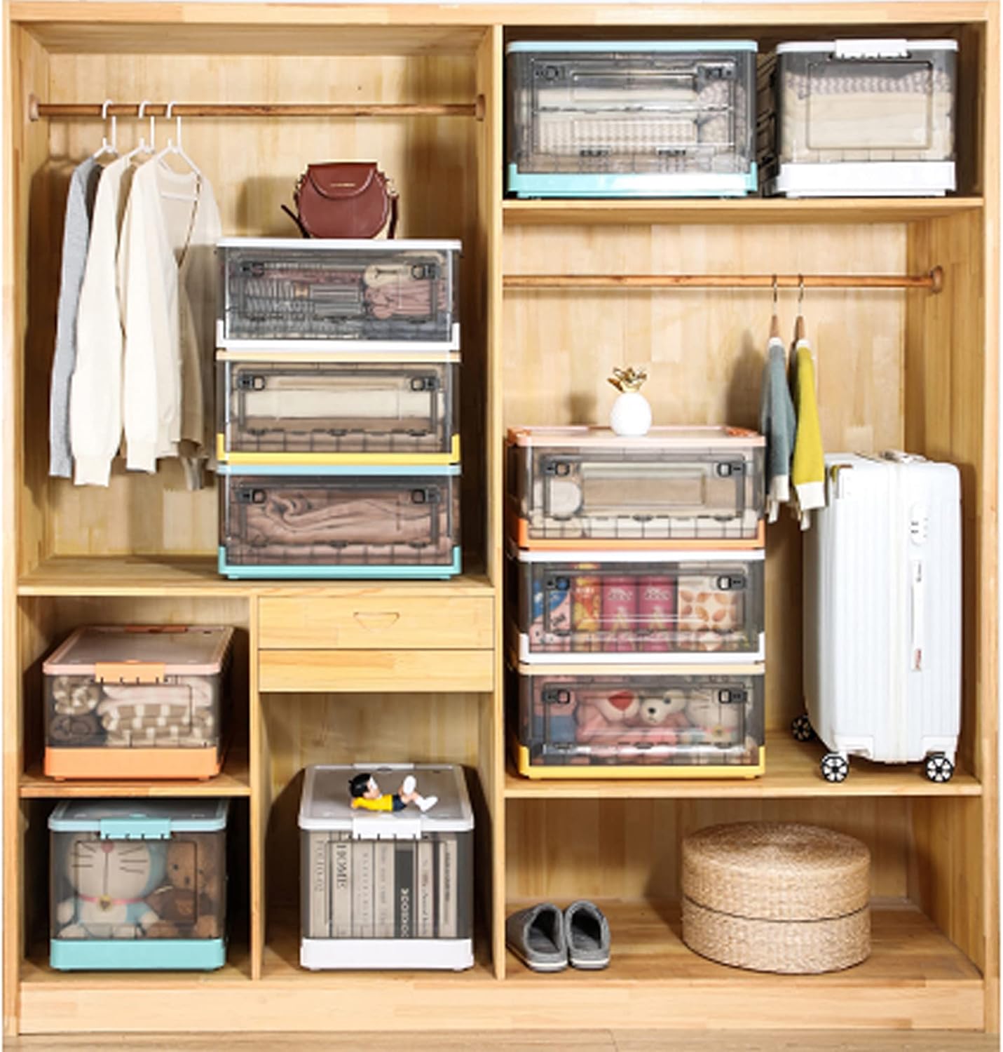 Buy HOTRCR large plastic storage boxes with lid foldable underbed