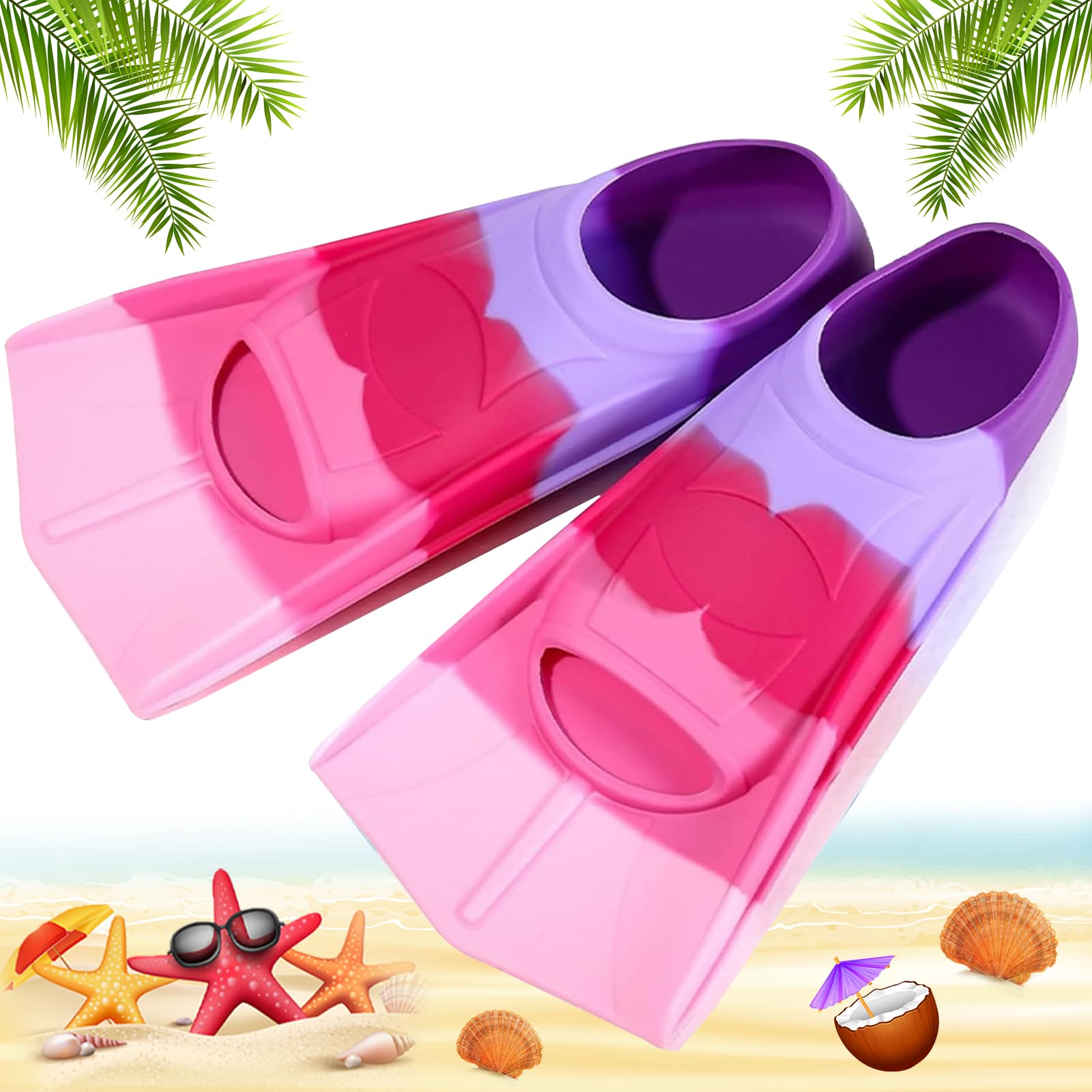 Pinne da Allenamento da Nuotoo, Pinne Corte per Bambini, Pinne da Snorkeling, Antiscivolo Pinne Corte, Gambe In Silicone Nuoto Pinne, per Piscine, Cortile, Parco Acquatico, Piscine per Bambini (M4)