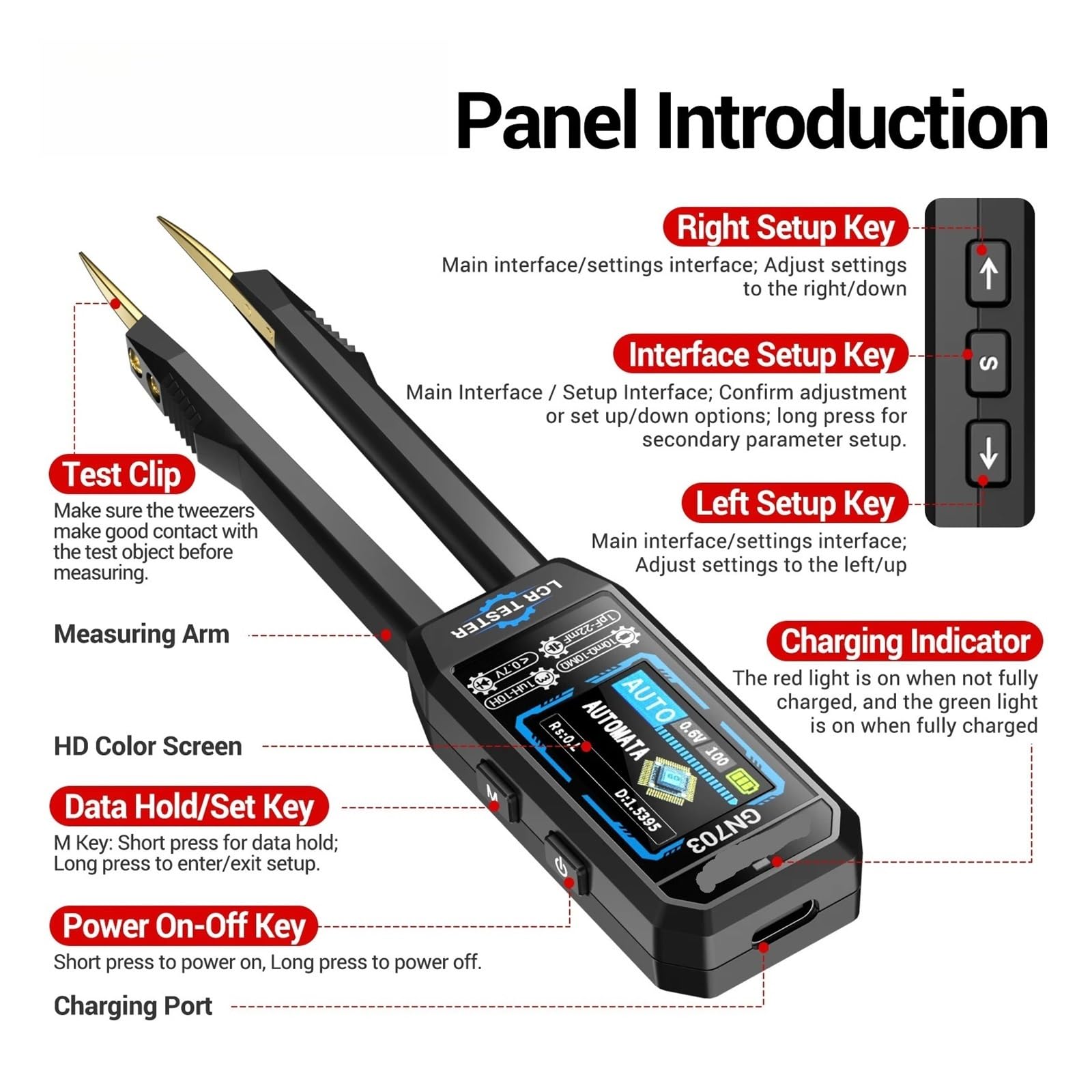 Medidores de Resistencia, Pinzas inteligentes GN703, medidor LCR, prueba profesional SMD ESR, capacitancia, resistencia, inductancia, calibración de puente Digital