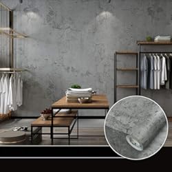 Revestimientos Cementicios Para Paredes Exteriores Papel pintado autoadhesivo de PVC, diseño de hormigón, resistente al agua, 10 x 0.6 m, estilo retro, aspecto de hormigón, película adhesiva de pared para renovación de apartamentos
