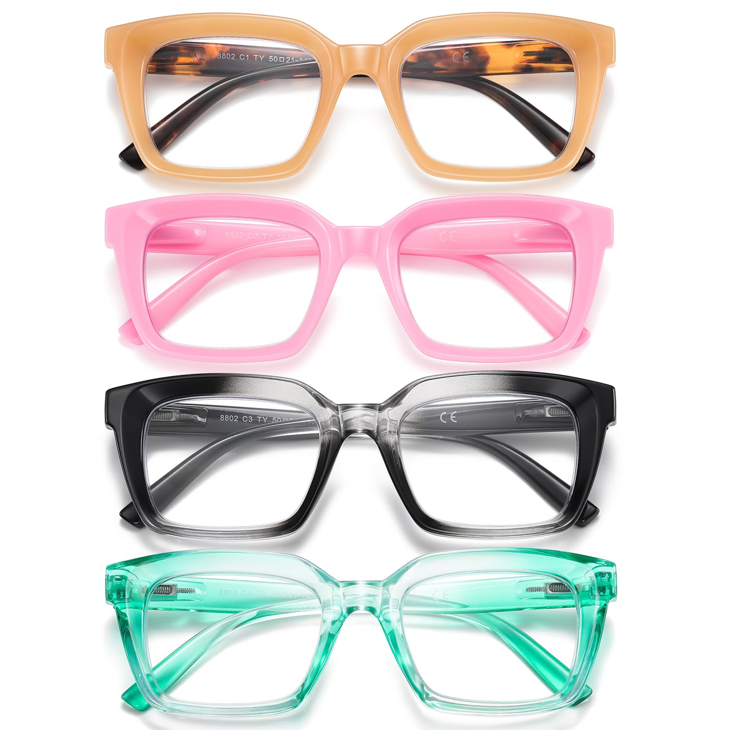 AABV Reading Glasses Oversized Square for Women/Men Readers,Blue Light Blocking Spring Hinges Eyeglasses,Anti UV Ray/Glare/Eyestrain Computer Glasses +1.50