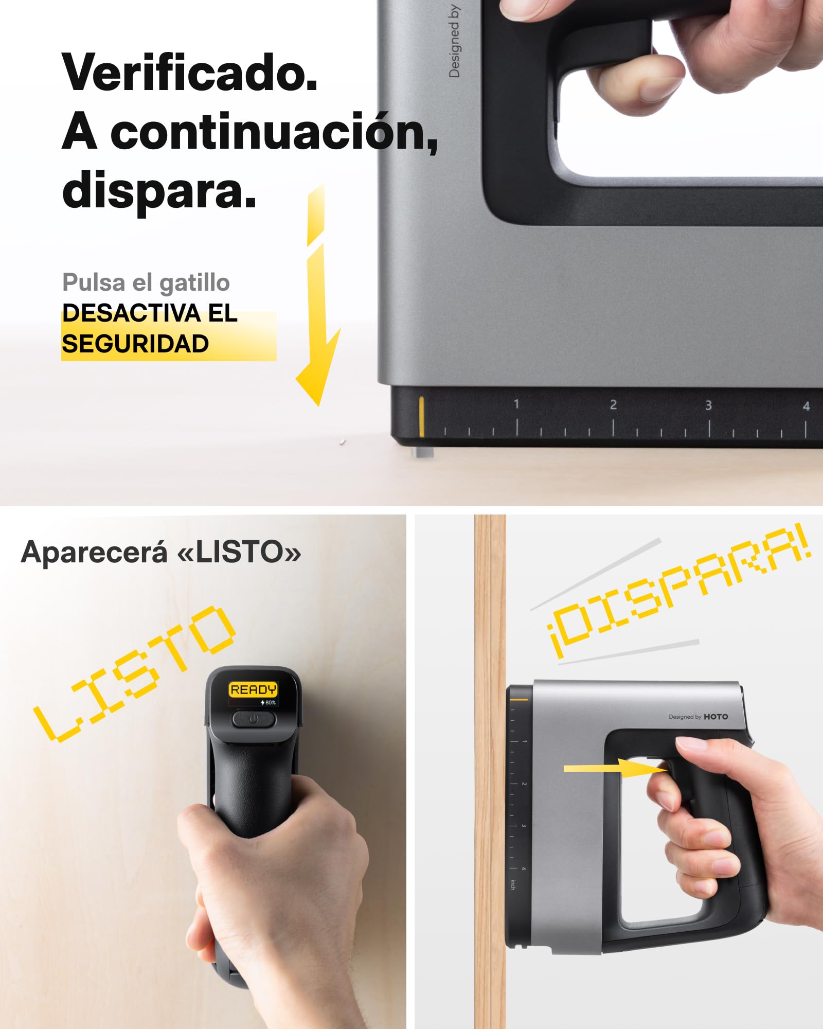 HOTO Pulse, clavadora inalámbrica, grapadora eléctrica 4 en 1 para madera