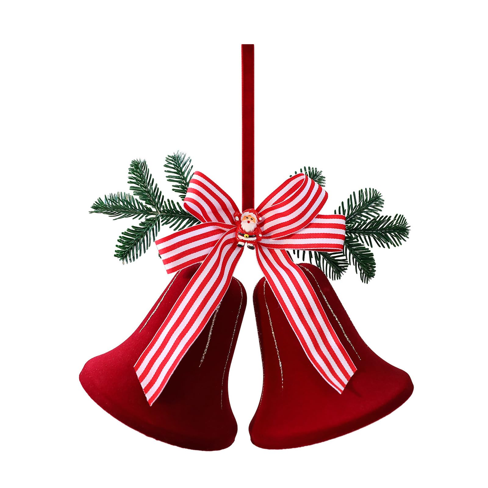 KAQNTUD Festival Bells Ornament Shatterproof Velvet Plastic Bells Christmas Tree Decoration for Mantle Window Decoration Christmas Bell