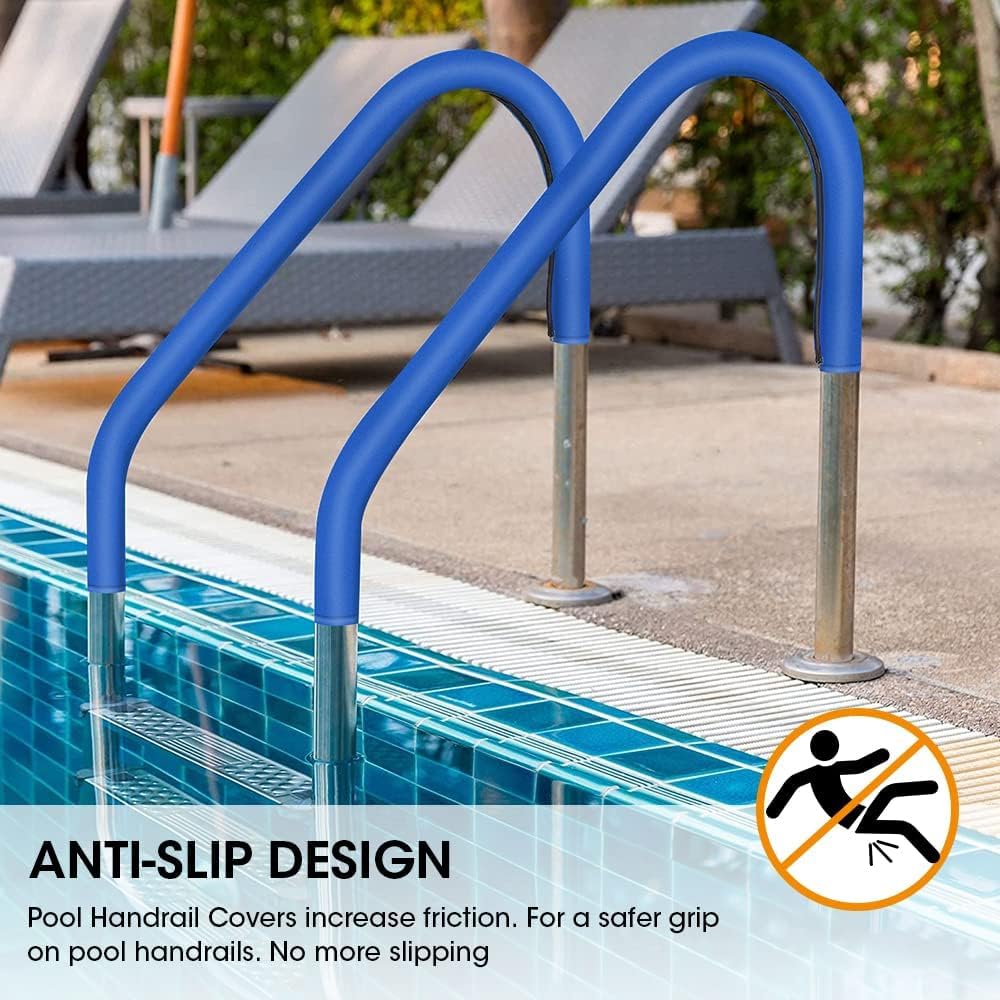 Couverture de Main Courante Piscine 180cm Manchon de Rail de Piscines Poignée de Piscine Protection avec Fermeture Éclair Accessoire de Antidérapant Piscines