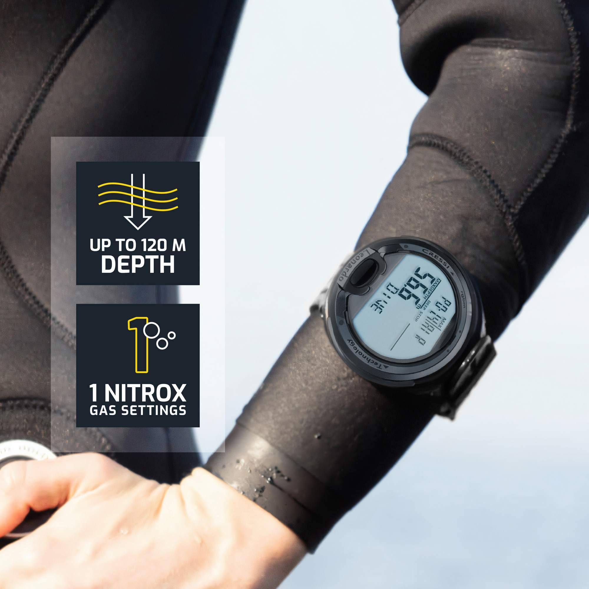 Cressi Leonardo Diving Computer Computer Subacqueo Aria/Nitrox, Modalita Profondimetro, Misura Unica, Unisex Adulto