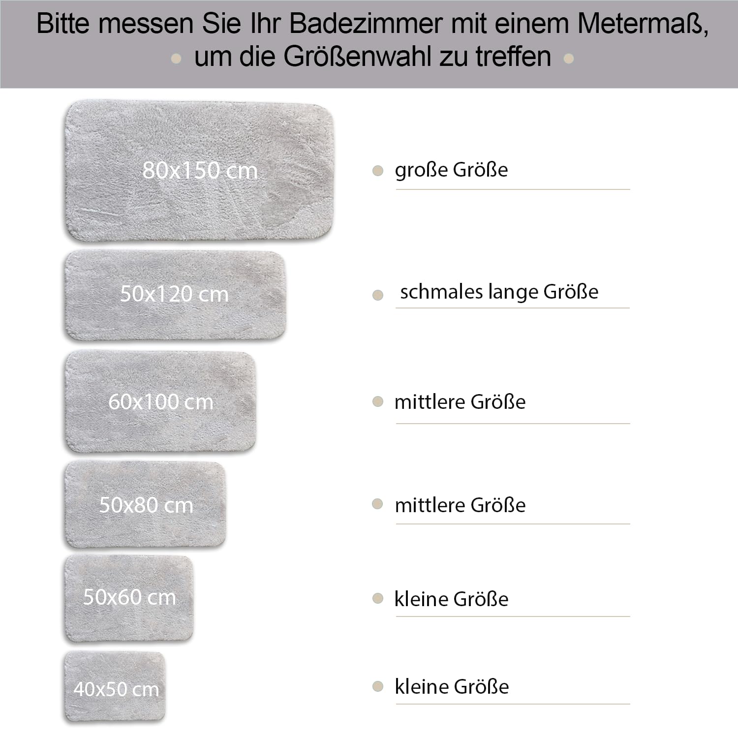 Relax rutschfeste Badematte, Grau, 80x150 Plüsch Badteppich | Weiche Bad- und Duschvorleger Maschinenwaschbar, Schnell Trocknend Badvorleger