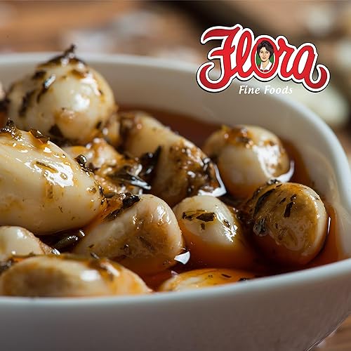 Miniatura 2 de Flora - Dientes de ajo italianos marinados en aceite y hierbas, tarro de 10 onzas | Ajo entero de primera calidad listo para comer, para pasta,
