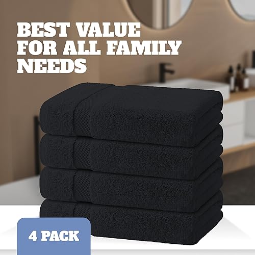 Miniatura 86 de Wealuxe - Toallas de baño blancas de 27 x 54 pulgadas, juego de toallas de algodón para baño, hotel, gimnasio, spa, suaves, extraabsorbentes