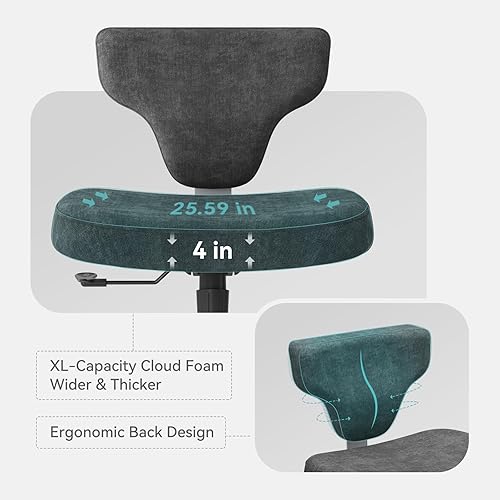 Miniatura 8 de Newtral Silla de oficina con patas cruzadas con bandeja oculta, asiento de escritorio cómodo sin brazos extra ancho, silla reclinable multiposición