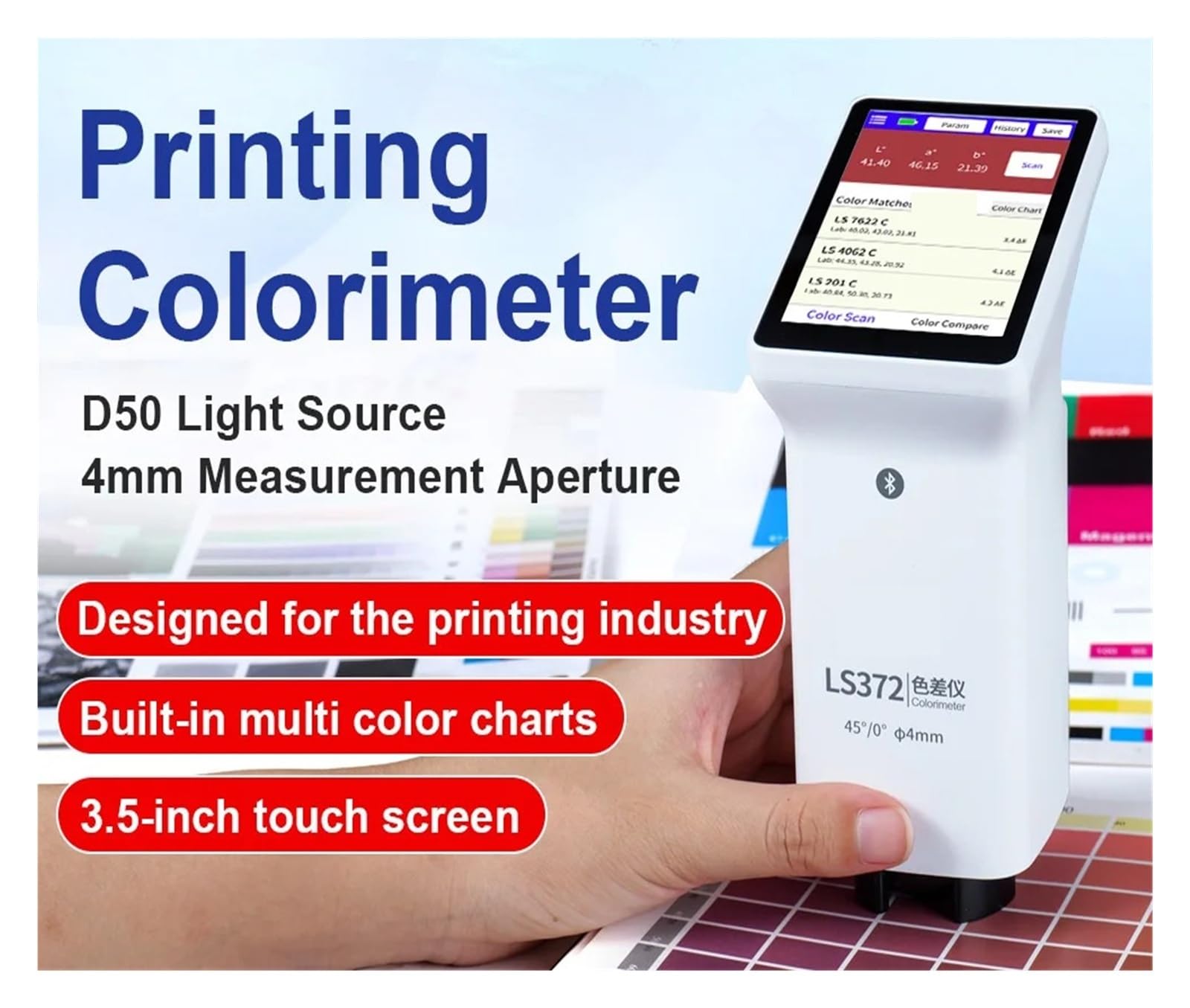 Tester for la differenza cromatica con apertura da 4 mm colorimetro digitale LS372 Operazione semplice